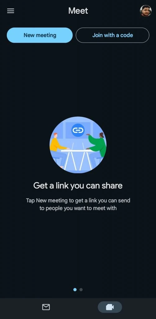 google meet dashboard mobile view