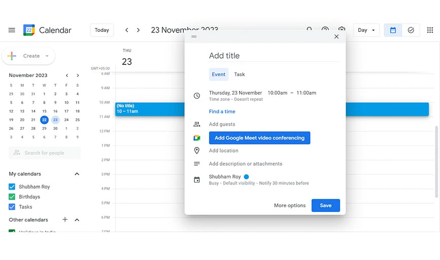 Schedule a Meeting in Google Calendar