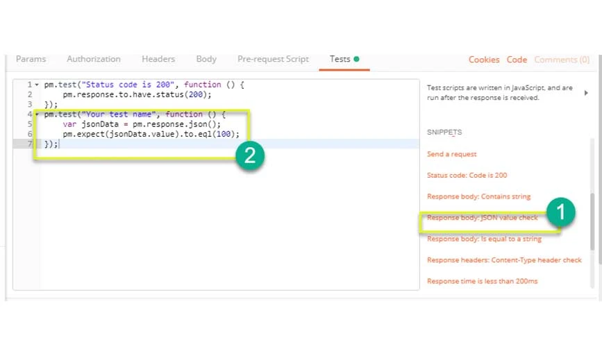 Step 4 of Creating Postman Tests