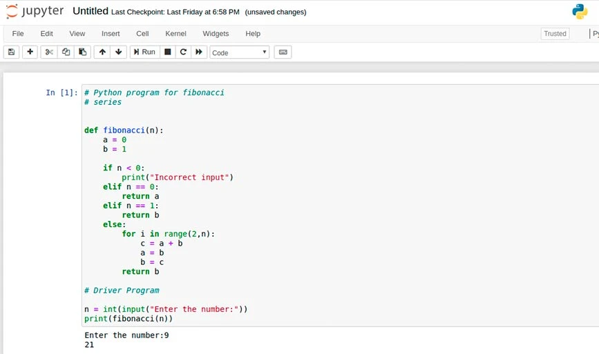 The output of Using Cells in Jupyter: Code Cell