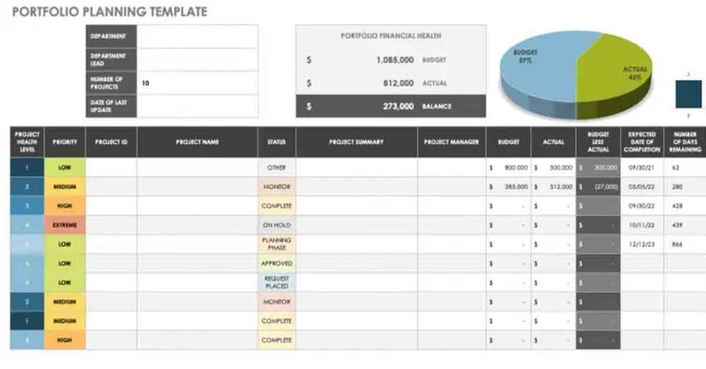 Portfolio Planning Template for Excel