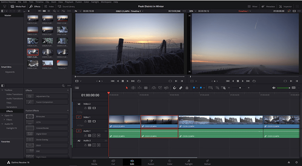 Adding Clips to the Timeline Using DaVinci Resolve