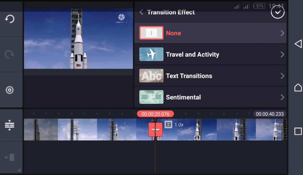 Insert transitions in KineMaster