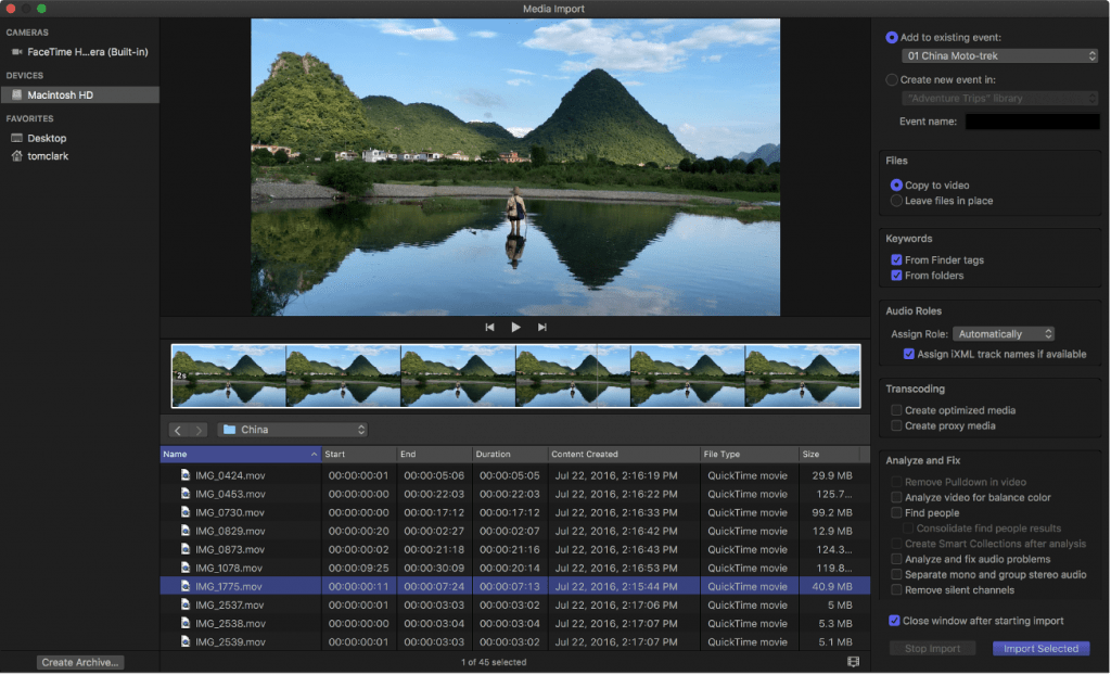 Import media in Final Cut Pro X 