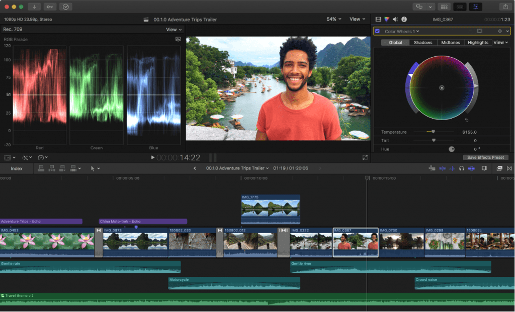 Color correction in Final Cut Pro video editor