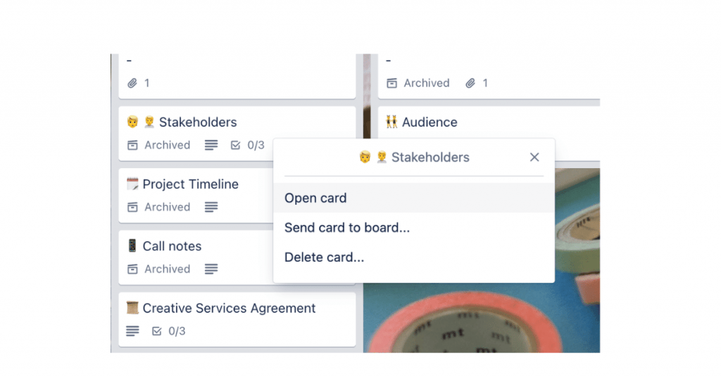 card archive option in Trello