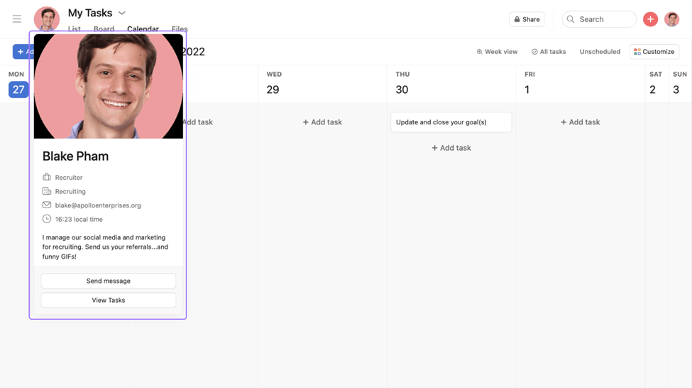 profile settings in asana image