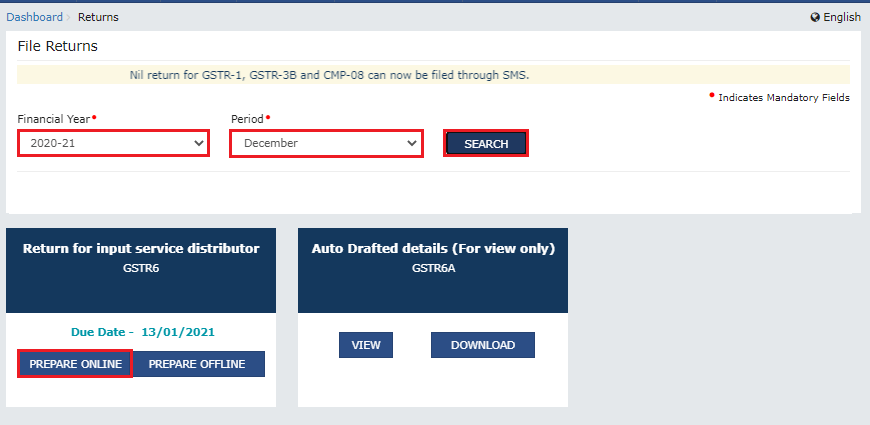 File GSTR-6 Online 2