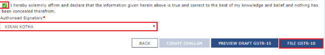 A snapshot of the Preview Draft GSTR-10 tab