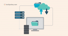 Data backup and recovery system uploading and downloading files to secure cloud storage