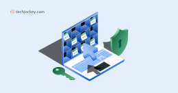 Visual representation of regulatory compliance software with secure code access, data protection, and encryption symbols
