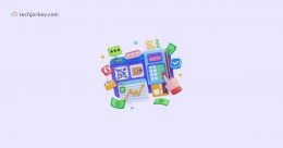 Colorful digital accounting illustration showing calculator online payment icons graphs and currency notes for financial management