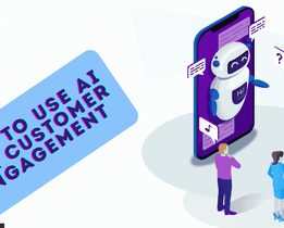 Illustration of a chatbot on a smartphone screen engaging with people through AI-powered messages, with text 