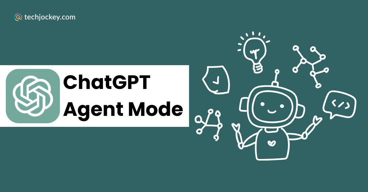 Illustration of ChatGPT Agent Mode with a robot, light bulb, and icons representing automation, ideas, and coding.