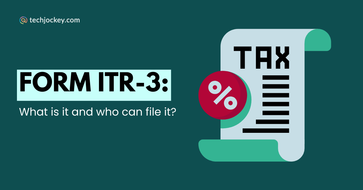 Form ITR-3 illustration showing a tax document and percentage icon, explaining who can file it.
