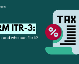 Form ITR-3 illustration showing a tax document and percentage icon, explaining who can file it.