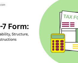 Illustration of ITR-7 Form with a calculator and tax documents, highlighting applicability, structure, and instructions for filing.