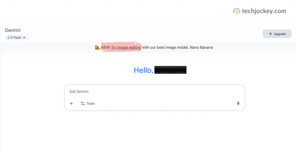 Google Gemini interface showcasing the new Nano Banana image editing feature.