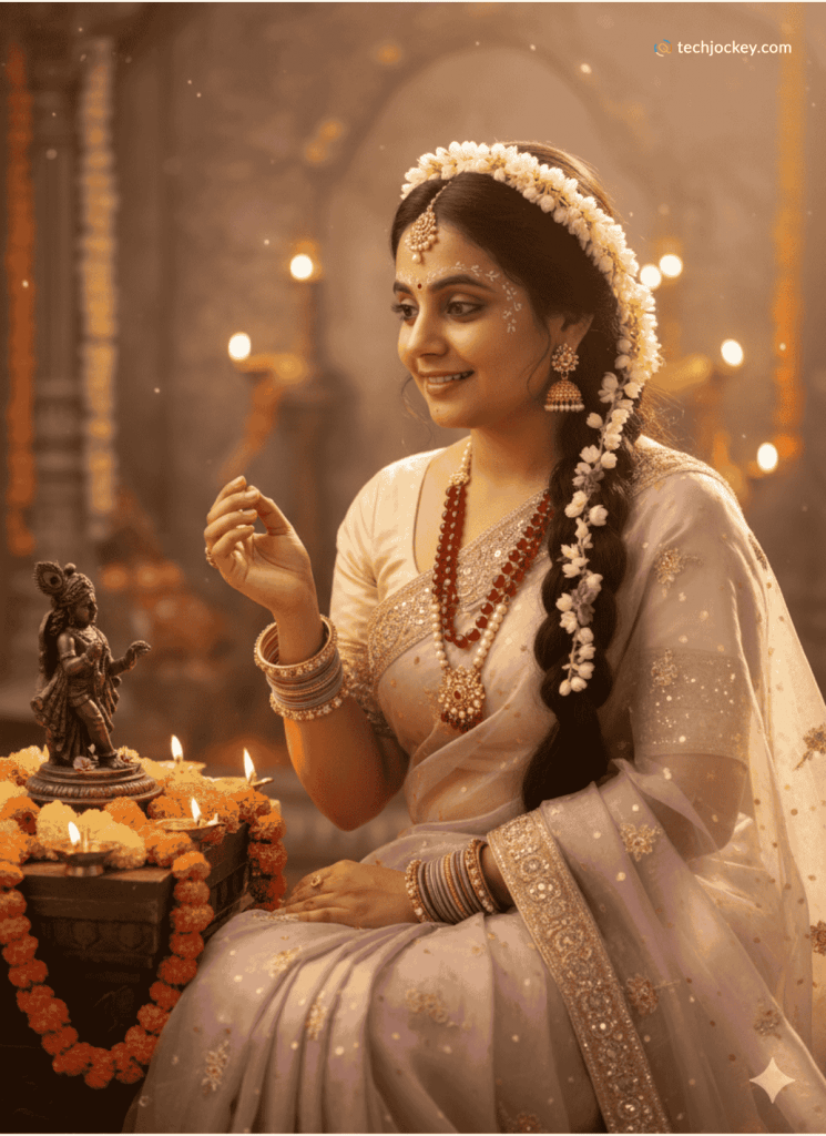Divine Radha-Inspired Portrait Gemini AI Saree Prompts