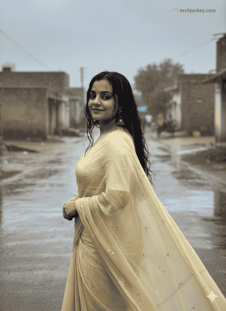 Rainy Day Saree Romance