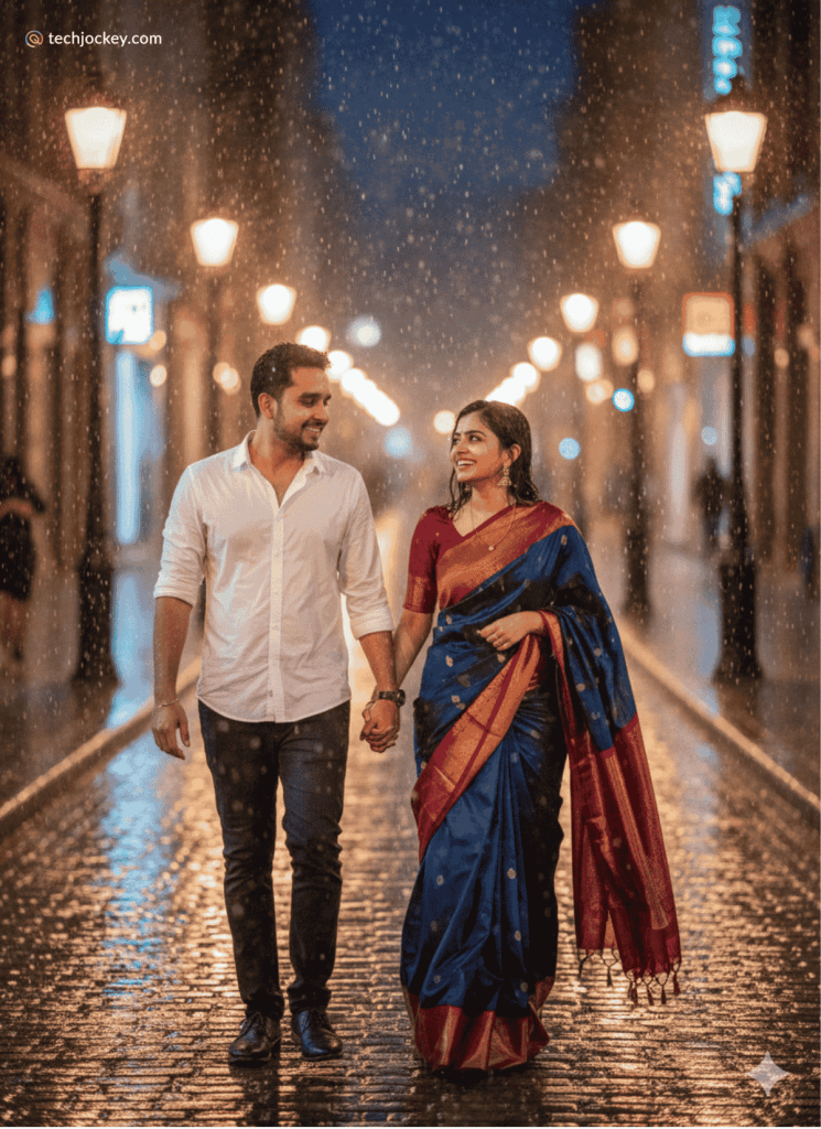 Walking Hand in Hand in the Rain