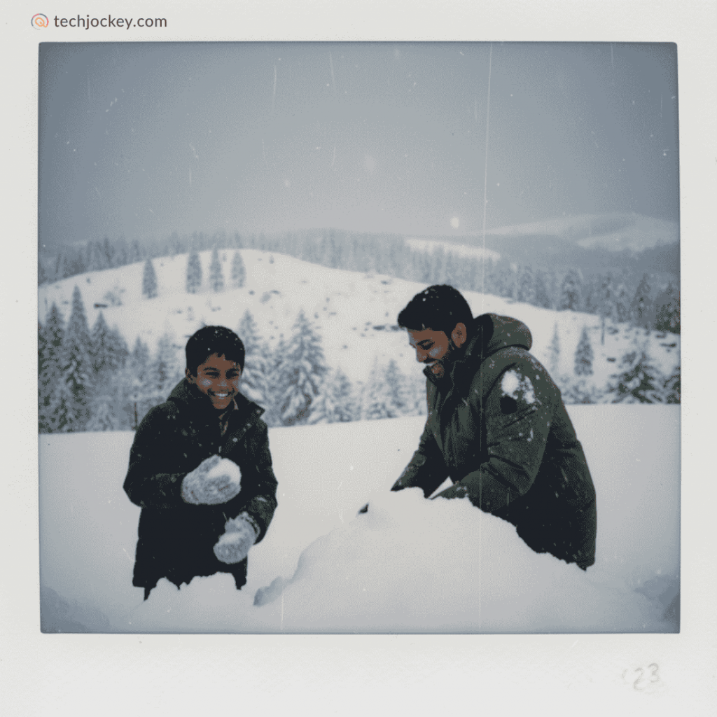 Playing with Snow with Younger Self