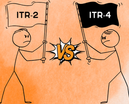 Illustration of ITR-2 vs ITR-4 comparison showing two stick figures holding flags with ITR-2 and ITR-4 written on them