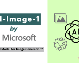 Promotional graphic for MAI-Image-1 by Microsoft, showing the Microsoft logo, descriptive tagline about new AI image generation model, and artistic icons of images and the AI logo on a light green background with techjockey.com watermark.