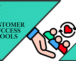 Illustration showing a hand supporting three people with a heart icon, symbolizing customer care and loyalty, alongside text reading Top Customer Success Tools and the Techjockey.com logo.