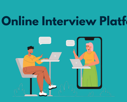 Illustration of two candidates interacting online using laptops during a virtual job interview, representing top online interview platforms for remote hiring.