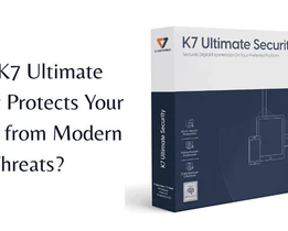 K7 Ultimate Security antivirus software box highlighting multi-device protection against modern cyber threats for Windows, macOS, Android, and iOS.