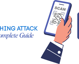 Illustration showing a smartphone scanning a QR code labeled Quishing Attack A Complete Guide, highlighting QR code phishing threats and cybersecurity awareness.