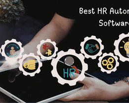 Best HR automation software illustration showing digital HR processes like payroll, employee management, hiring, compliance, and workflow automation on a tablet.
