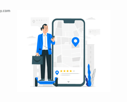 Employee using mobile geo-tracking attendance software to mark location-based check-in with real-time map and GPS tracking