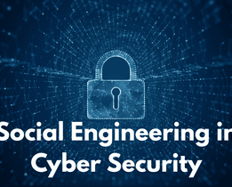 Social engineering in cyber security concept with digital padlock over network background and Techjockey branding.