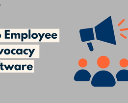 Top Employee Advocacy Software banner with megaphone and team illustration representing brand promotion and employee engagement tools