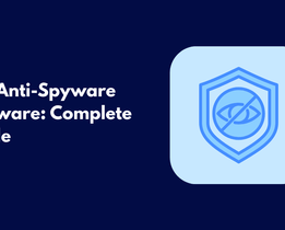 Top anti-spyware software complete guide banner with shield security icon and Techjockey branding