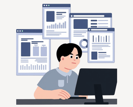 HR professional using HR software dashboard to manage payroll, employee data, analytics, and performance reports.