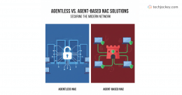 Agentless vs Agent-Based NAC solutions comparison showing network-level security monitoring vs endpoint-based device control for modern network access control.