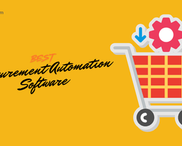 Best procurement automation software illustration with shopping cart and gears representing automated purchasing systems