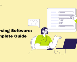 Co-browsing software illustration showing a support agent assisting users through shared browser sessions for real-time customer support and guidance.