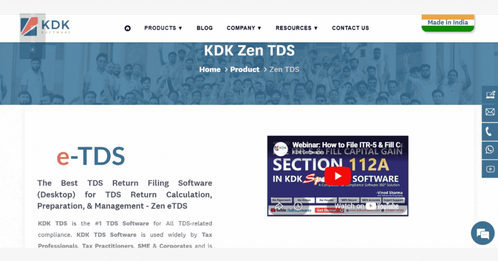 KDK Zen TDS software for TDS return calculation, preparation, filing, and compliance management