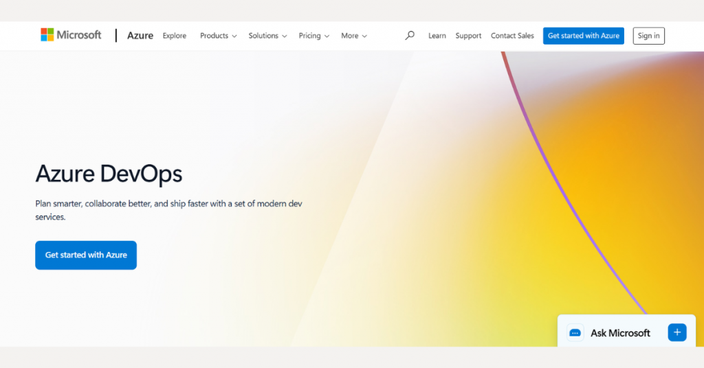 Microsoft Azure DevOps platform for planning, collaboration, code management, and CI/CD automation.
