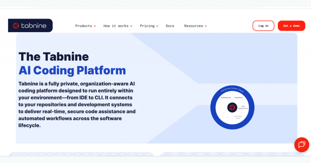 Tabnine AI coding platform offering secure code completion and AI-powered development assistance