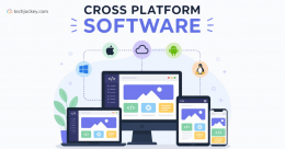 Illustration of cross platform software supporting app development across Windows, macOS, Android, Linux, and cloud platforms