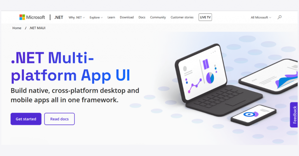.NET MAUI cross platform framework for building native Android, iOS, Windows, and macOS applications from a single codebase