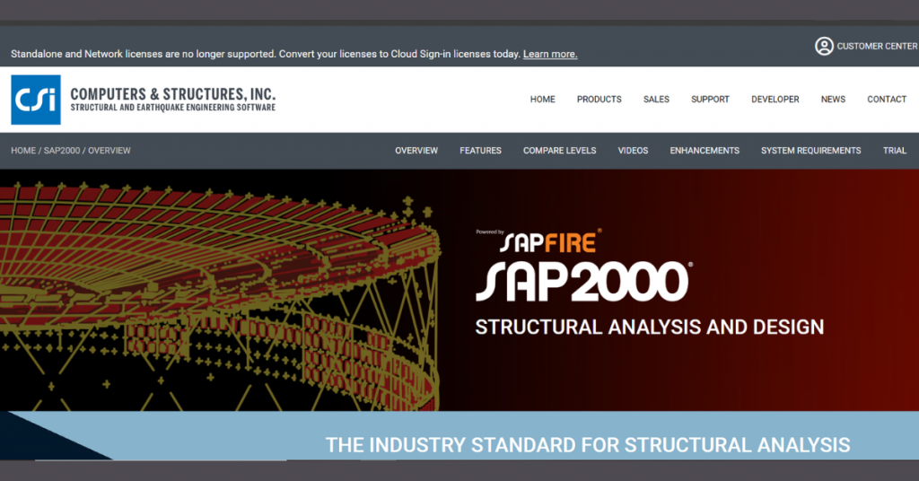 SAP2000 structural analysis and design software interface for modeling complex engineering structures.