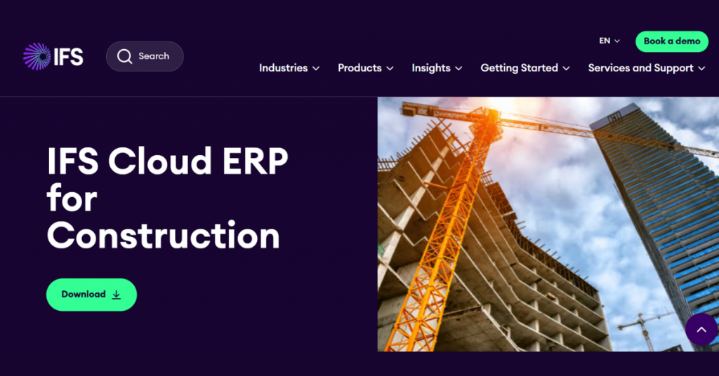 IFS Cloud ERP for construction project and business management