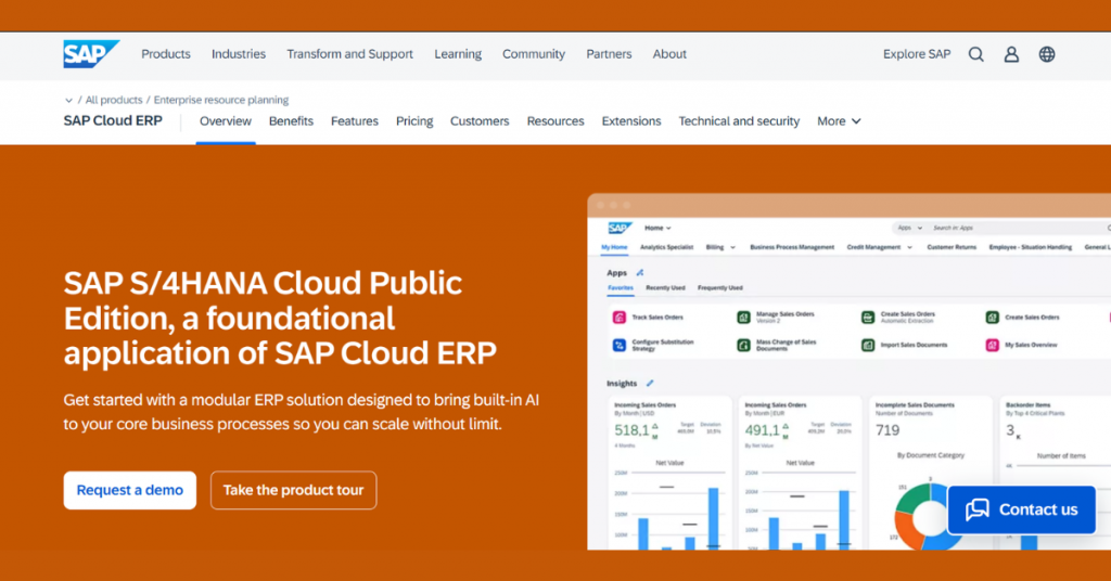 SAP Cloud ERP software for construction business and project management