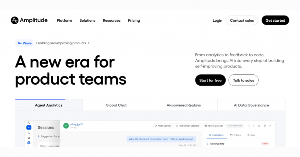 Amplitude AI product analytics platform for startup teams